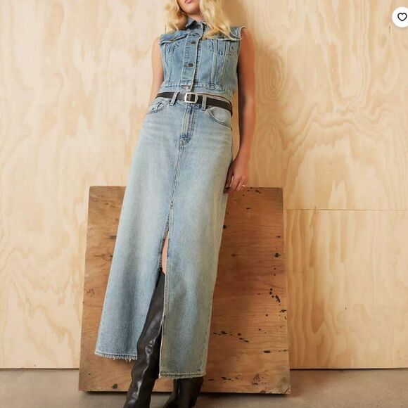 Levi's Big E Premium Denim Ankle Column Skirt NWT size 27 - Picture 2 of 13